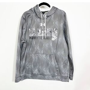 Under Armour Hoodie Mens Sweatshirt US Marines Gray Pullover Loose Medium